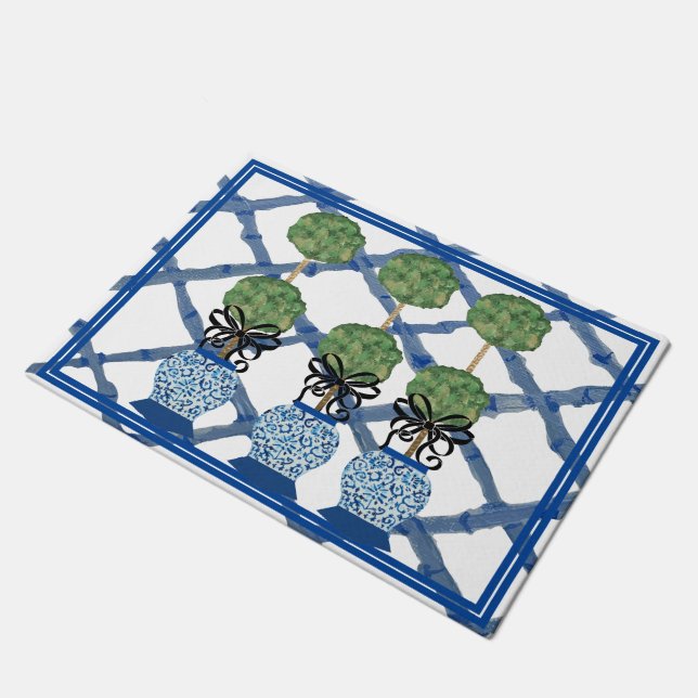 トピアリーChinoiserie Ginger Jar Jars Doormat Rug ドアマット (アングル)