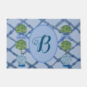 トピアリ色彩の鮮やかーChinoiserie Ginger Jars Jar Dorm ドアマット (正面)