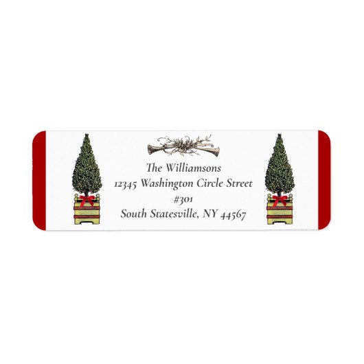 トピエレガントアリークリスマスツリー狩りホーンレッドボウ ラベル (正面)