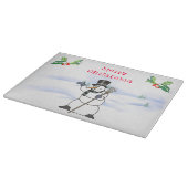 トファットとスカーフ付きクリスマス雪だるま カッティングボード (角)