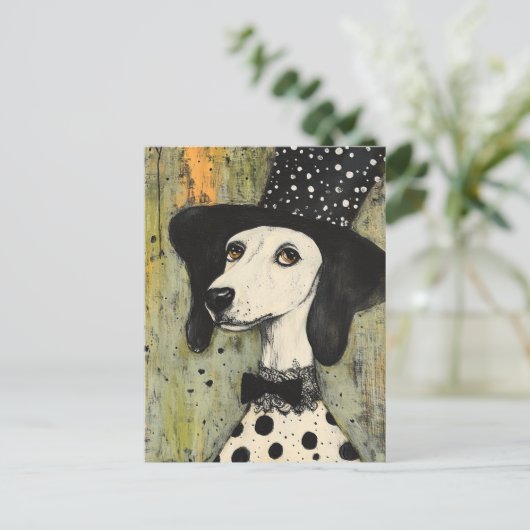 トファトの甘い白黒水玉模様犬 ポストカード (スタンド正面)