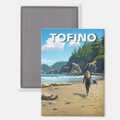 トフィノカナダサーファーオンビーチ旅行 マグネット (正面/裏面)