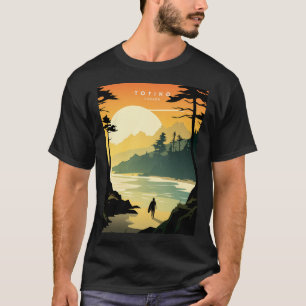 トフィノカナダトラベルポスターイラストレーション Tシャツ