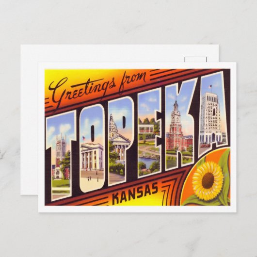 トペカカンザスヴィンテージ大文字葉書 ポストカード (正面/裏面)