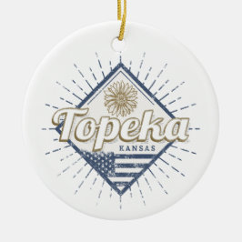 トペカシティカンザス統一された州サンフラワーUSA セラミックオーナメント