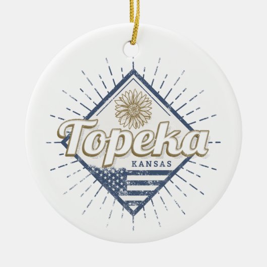 トペカシティカンザス統一された州サンフラワーUSA セラミックオーナメント (正面)