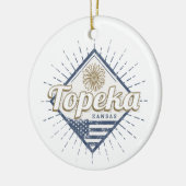 トペカシティカンザス統一された州サンフラワーUSA セラミックオーナメント (左)