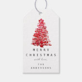 トホリディメリークリスマスツリーレッド白黒 ギフトタグ (正面)