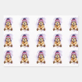 トボガンのゴールデンレトリバー ラッピングペーパーシート