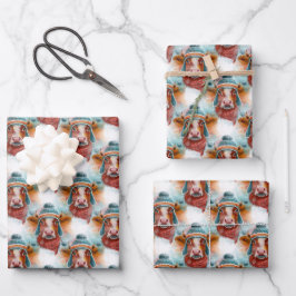 トボガンの可愛い牛 ラッピングペーパーシート