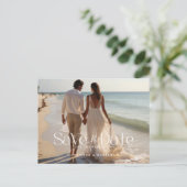 トポグラフィモダンーのフルフォトウェディング日付を保存 ポストカード (スタンド正面)