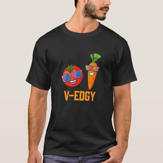 トマおもしろいト及びニンジン農家野菜栽培者V- Tシャツ (正面)