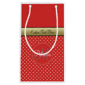 トマカスタマイズト赤水玉模様、金ゴールドリボン スモールペーパーバッグ (正面)