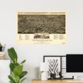 トマスヴィルグルジア1885アンティークパノラママップ ポスター (ホームオフィス)