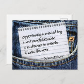 トマス・エジソン感動的引用文「機会」 ポストカード (正面/裏面)