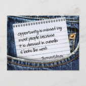 トマス・エジソン感動的引用文「機会」 ポストカード (正面)