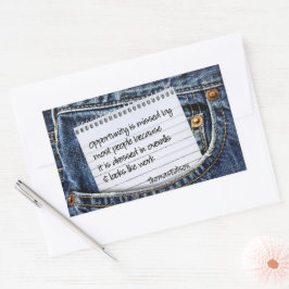 トマス・エジソン感動的引用文「機会」 長方形シール