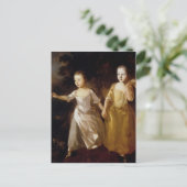 トマス・ギンズボロ – 蝶を追う女の子 ポストカード (スタンド正面)