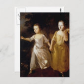 トマス・ギンズボロ – 蝶を追う女の子 ポストカード (正面/裏面)