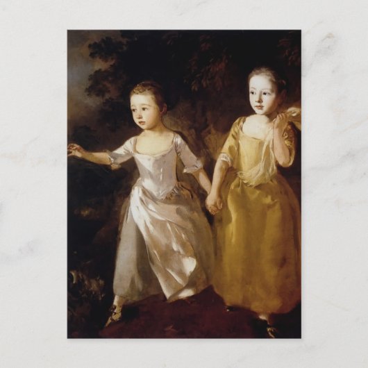 トマス・ギンズボロ – 蝶を追う女の子 ポストカード (正面)