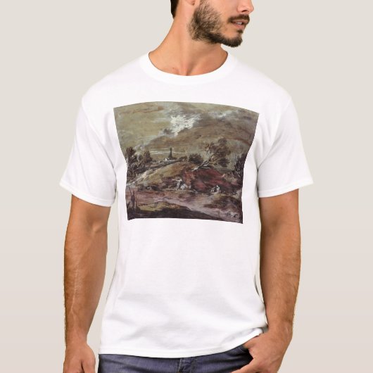 トマス・ゲインズバラ|Landscape: 嵐の効果、第18 Tシャツ (正面)