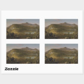 トマス・コール二湖と山の景色 長方形シール (シート)