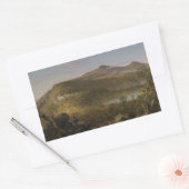 トマス・コール二湖と山の景色 長方形シール (封筒)