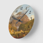 トマス・コールA山峠の眺め ラウンド壁時計 (傾斜)