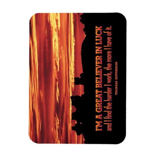 トマス・ジェファーソン感動的引用文「Luck」フレキシ マグネット (縦)