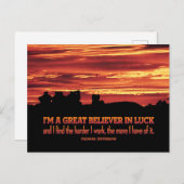 トマス・ジェファーソン感動的引用文「Luck」 ポストカード (正面/裏面)