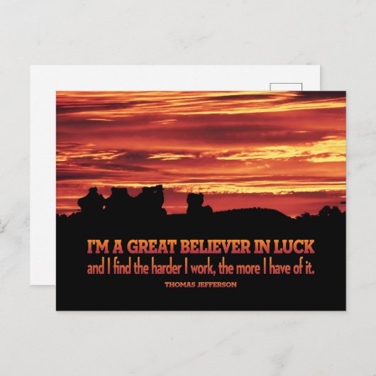 トマス・ジェファーソン感動的引用文「Luck」 ポストカード (正面/裏面)