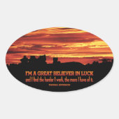 トマス・ジェファーソン感動的引用文「Luck」 楕円形シール (正面)