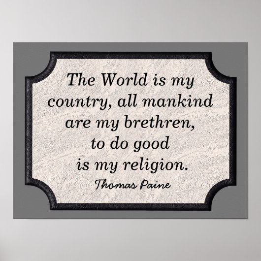 トマス・ペイン – 引用文 – アートプリント ポスター (正面)