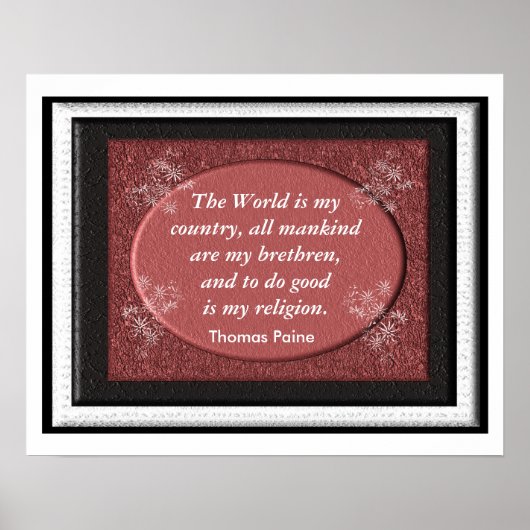 トマス・ペイン – 引用文 ポスター (正面)