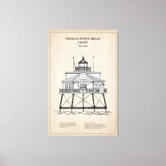 トマス・ポイントショールライトハウス – メリーランド – SBD キャンバスプリント (正面)