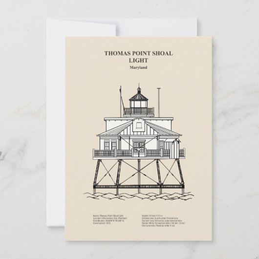 トマス・ポイントショールライトハウス – メリーランド – SBD ノートカード (正面)