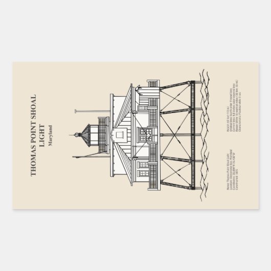 トマス・ポイントショールライトハウス – メリーランド – SBD 長方形シール (正面)