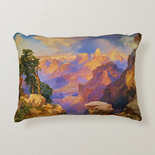 トマス・モラン・アート、グランドキャニオンとレインボー アクセントクッション (正面)