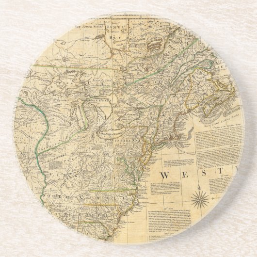 トマスJefferys 1776のアメリカ人の地図書の地図 コースター (正面)