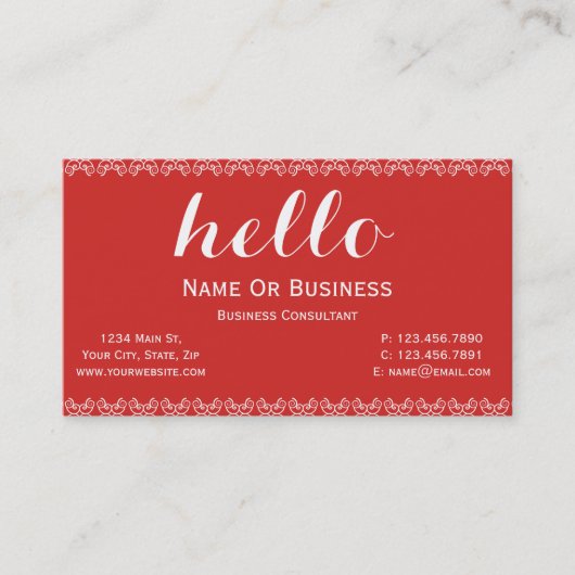 トマトあいさつ赤と白ユニークメッセージの文字 名刺 (正面)