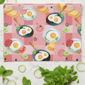 トマトおよび卵焼きパターン キッチンタオル (折り畳み)