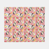 トマトおよび卵焼きパターン フリースブランケット (正面(横))