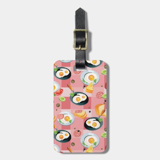 トマトおよび卵焼きパターン ラゲッジタグ (正面縦)