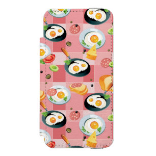 トマトおよび卵焼きパターン iPhone SE/5/5sウォレットケース