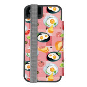 トマトおよび卵焼きパターン INCIPIO iPhoneウォレットケース (フォリオ裏面)