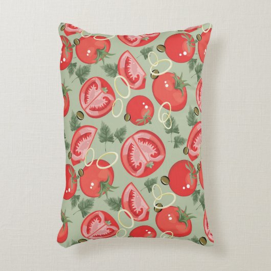 トマトが付いている抽象的なパターン アクセントクッション (正面(垂直))