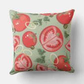 トマトが付いている抽象的なパターン クッション (裏面)