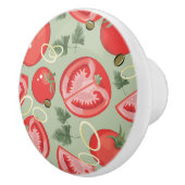 トマトが付いている抽象的なパターン セラミックノブ (右)