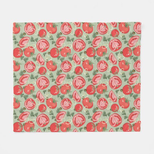 トマトが付いている抽象的なパターン フリースブランケット (正面(横))