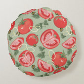 トマトが付いている抽象的なパターン ラウンドクッション (裏面)